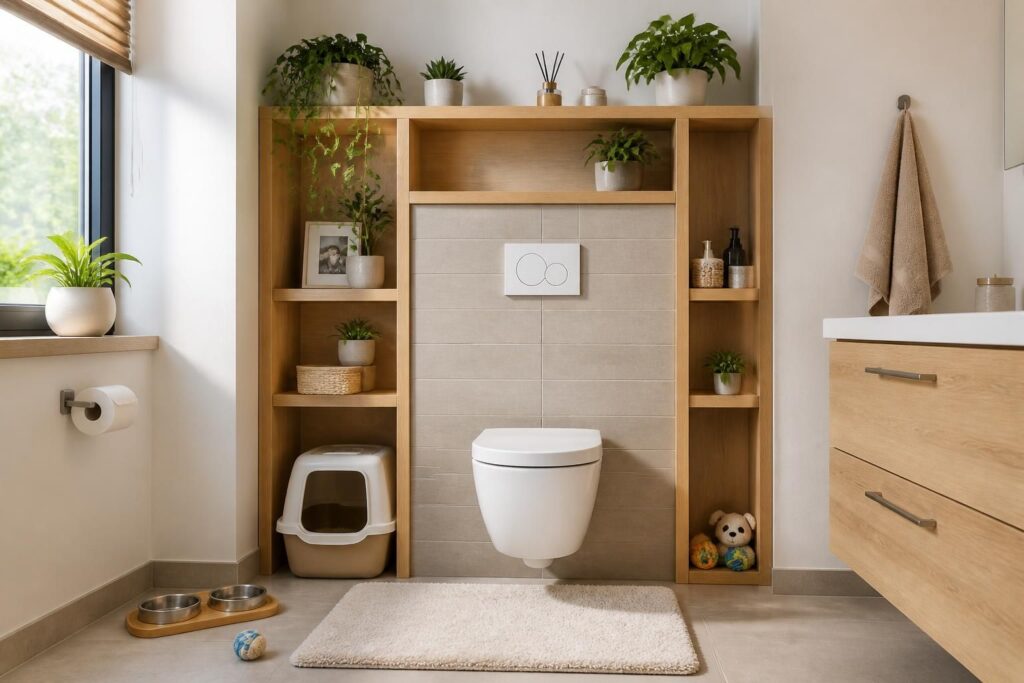 découvrez des cadres pour toilettes alliant décoration et solutions pratiques, spécialement conçus pour wc suspendus et adaptés aux foyers avec animaux.