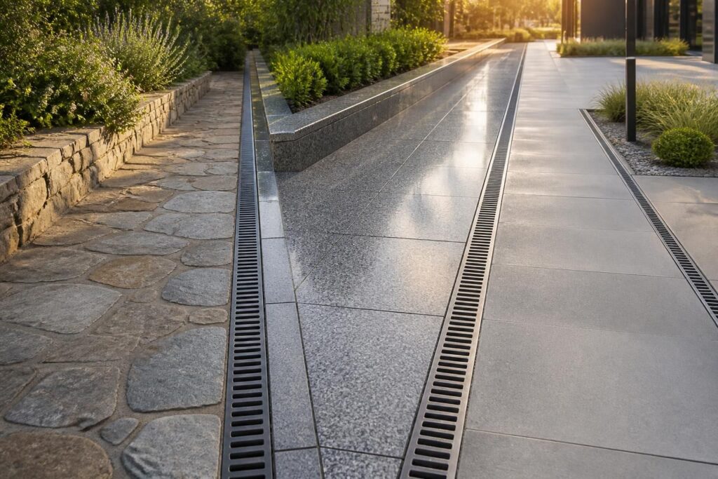 Caniveau pavé : choisir entre pierre, granit ou béton pour l’extérieur
