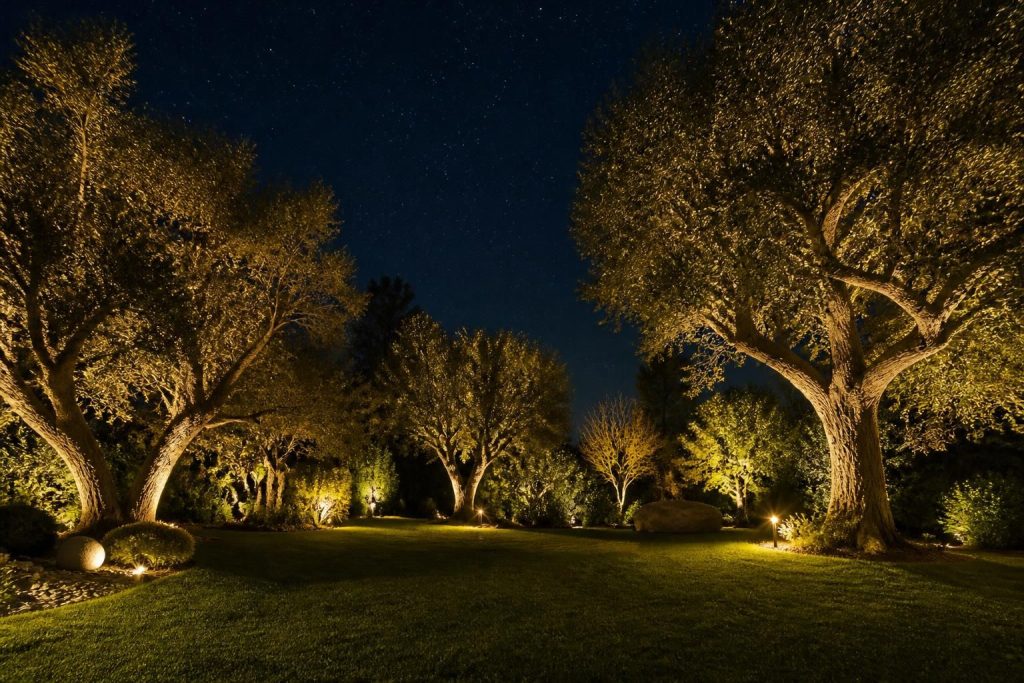 Éclairage des arbres en extérieur pour sublimer votre jardin la nuit